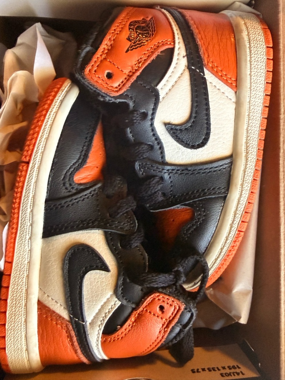 Jordan Kids High-Top Sneakers in Orange, Black & White